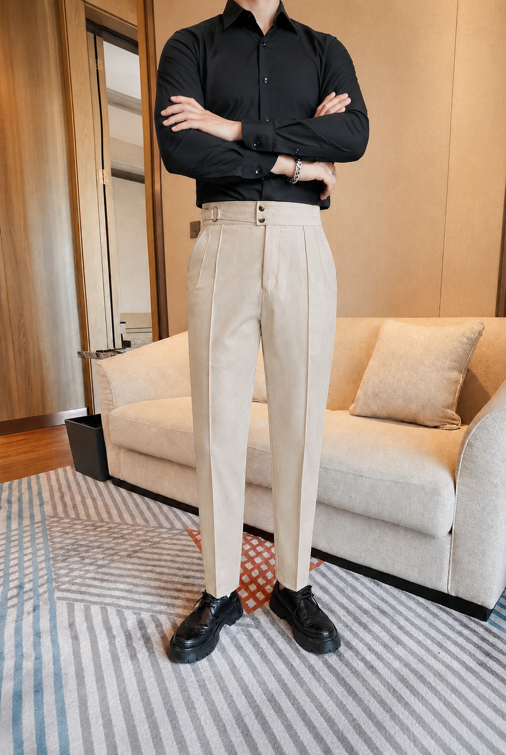 Jeevan | Men's Pleated Gurkha Dress Trousers