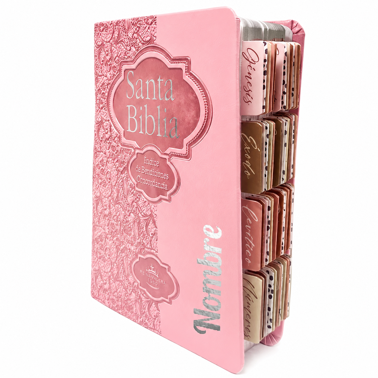 Biblia Reina Valera 1960 Fuente de Bendición Rosa PERSONALIZADA con Nombre + Tabs