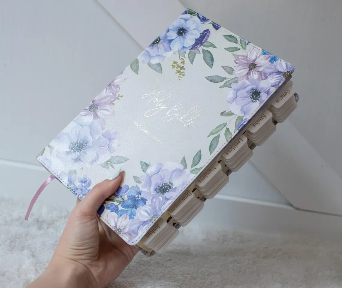 Floral Tabbed Bible KJV Bible for Women Christian Gift for Her Bible with Tabs Faux Leather Floral Bible for Women Personalized Name Gift